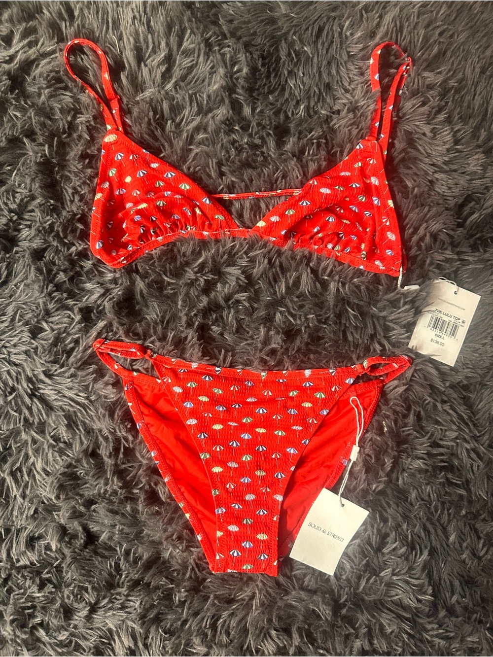 Solid & Striped Free People Lulu Bikini Top Large Bottom Medium Ditsy Umbrella